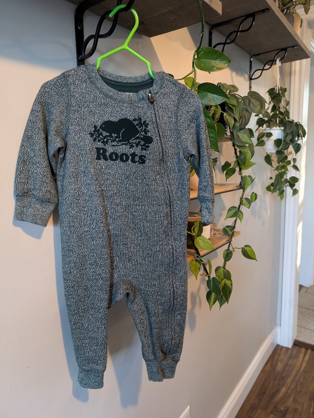 Roots Green Heather Kids One-Piece Romper 12-18M